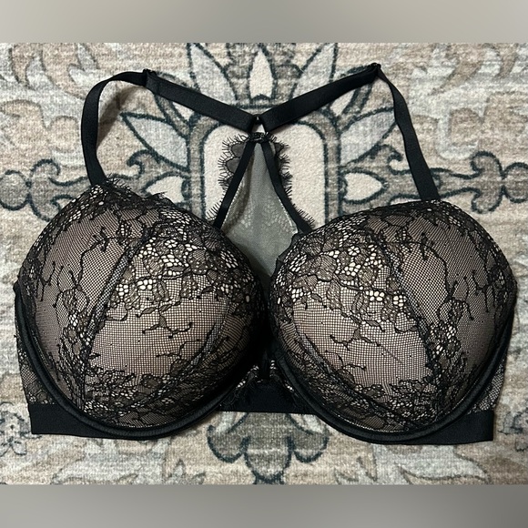 Victorias Secret Bombshell Bra 36D Black Lace Front Snap Racerback Add 2 Cups - Picture 1 of 4